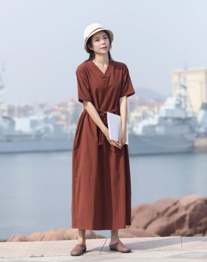 Brown red dress