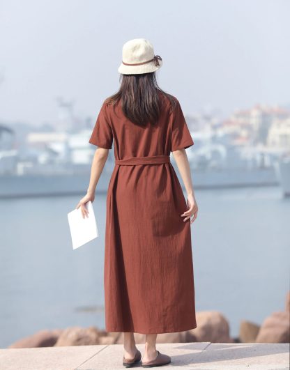 Brown red dress - Image 3