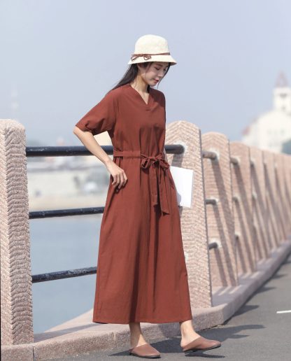 Brown red dress - Image 2