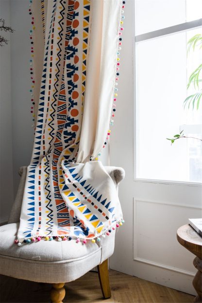 Bohemian Hand-Beaded Geometric Curtains - Image 6