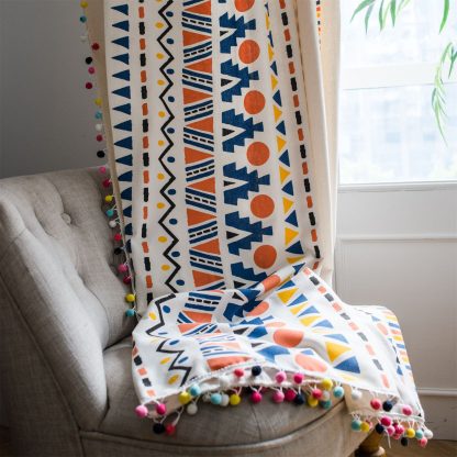 Bohemian Hand-Beaded Geometric Curtains - Image 4