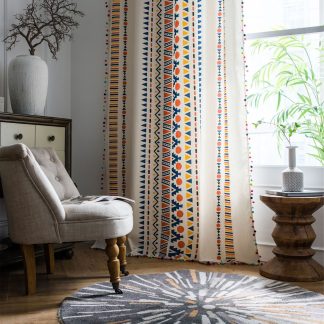 Bohemian Hand-Beaded Geometric Curtains