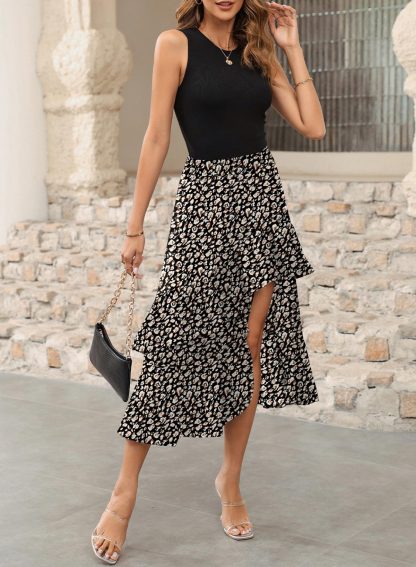Patchwork two-piece floral dress - Image 4