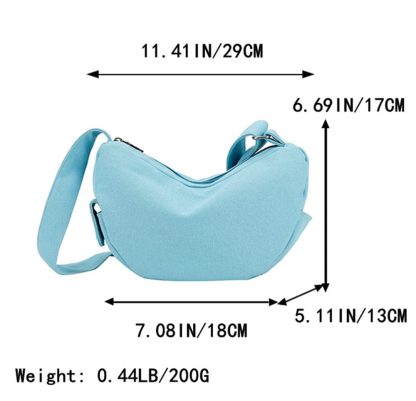 Fresh Blue Canvas Crescent Shoulder Bag - Image 3