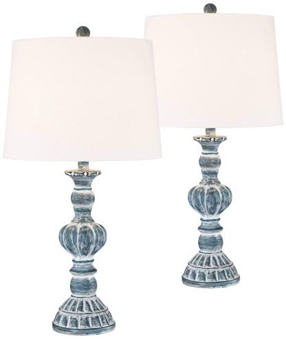Vintage blue wooden table lamp