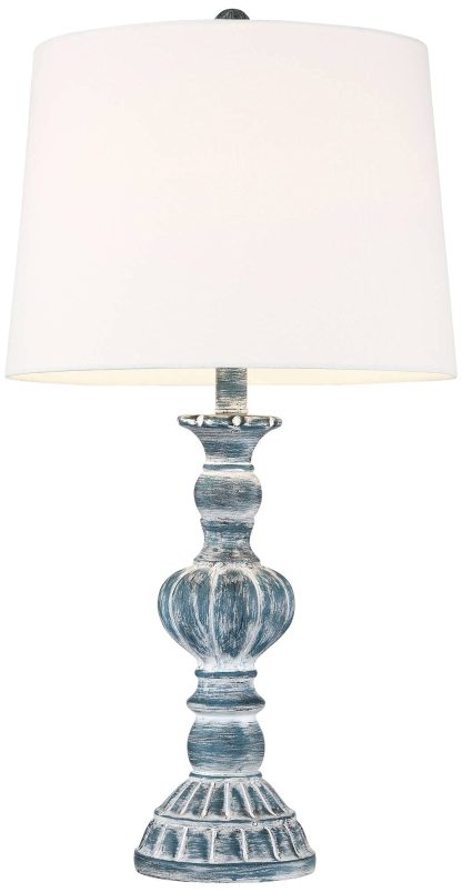 Vintage blue wooden table lamp - Image 2