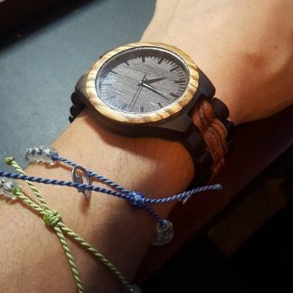 Dark and light color interweaving wooden watch