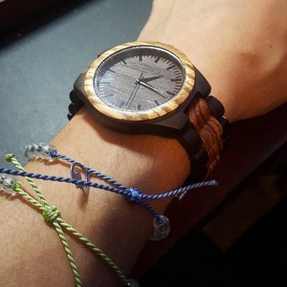 Dark and light color interweaving wooden watch