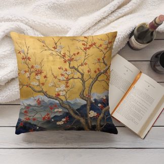 New Chinese style landscape flower and bird pillow