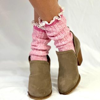 Pink mist lace stacked socks