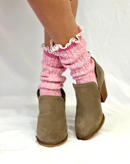 Pink mist lace stacked socks