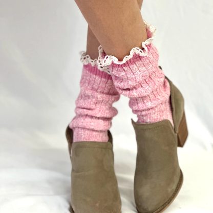 Pink mist lace stacked socks - Image 4
