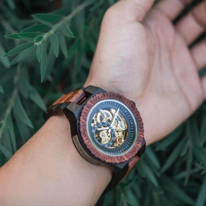 Dial hollow mechanical design blue pointer watch - Image 2
