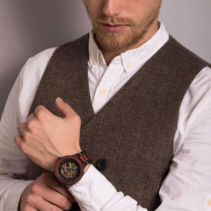 Dial hollow mechanical design blue pointer watch - Image 4