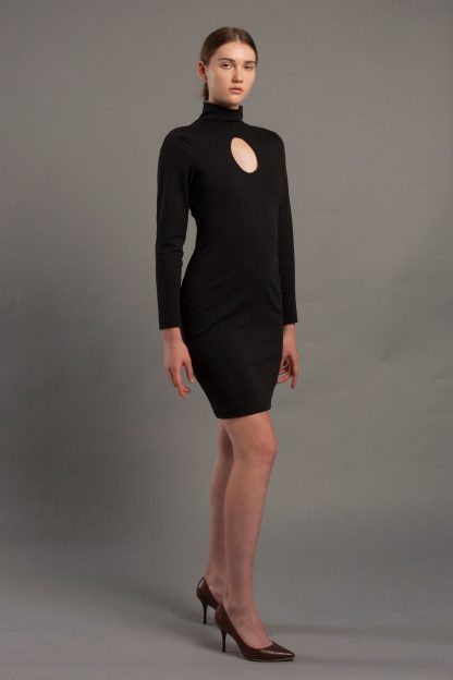 Black high collar hollow dress - Image 6