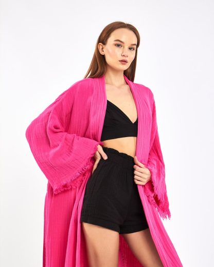 Pink Peacock Kimono Cardigan - Image 3