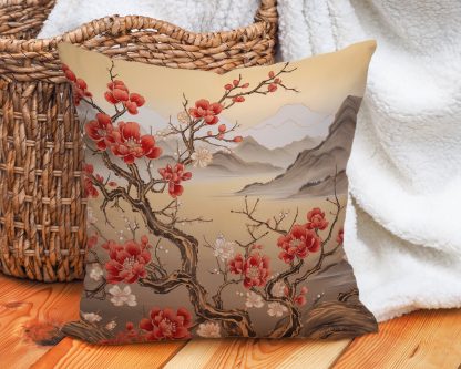 Chinese style landscape plum blossom pillow - Image 3