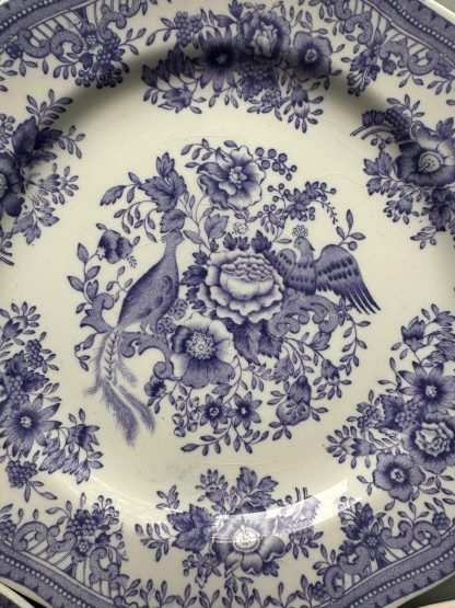 Vintage blue and white porcelain plate with flower and bird pattern - Image 5