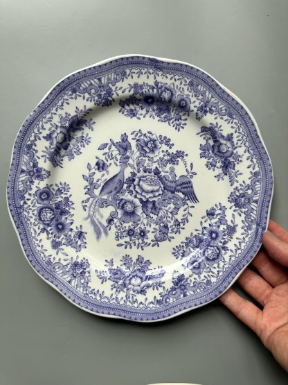 Vintage blue and white porcelain plate with flower and bird pattern - Image 4