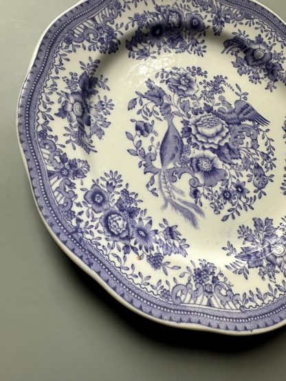 Vintage blue and white porcelain plate with flower and bird pattern - Image 2