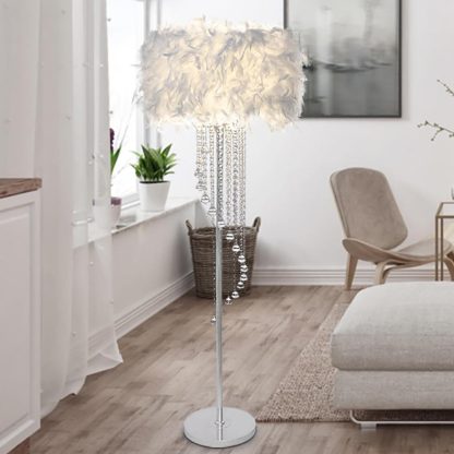 Feather crystal floor lamp