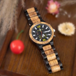 Wooden splicing multifunctional quartz watch