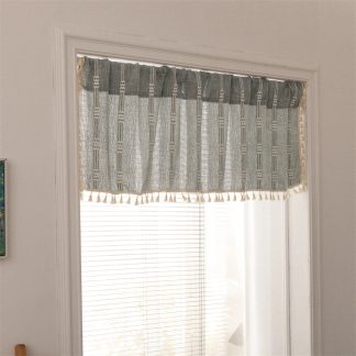 Ethnic style striped tassel short curtain