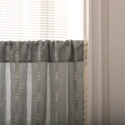 Ethnic style striped tassel short curtain - Image 2