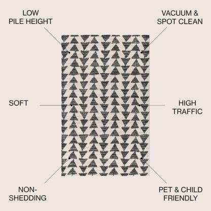 Geometric triangle pattern black and white carpet - Image 6