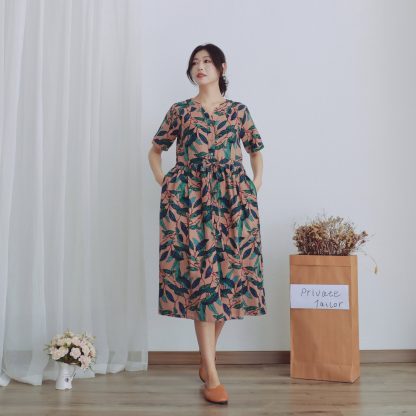 Natural style floral dress