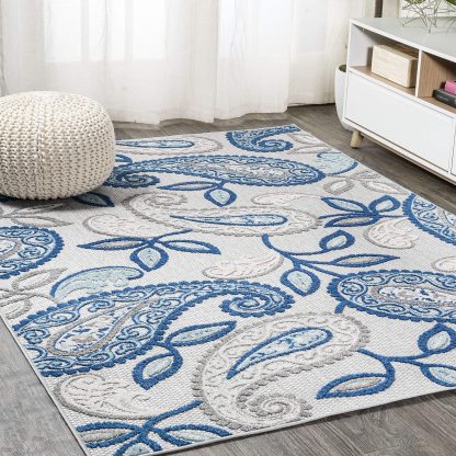 Paisley pattern outdoor woven rug - Image 2