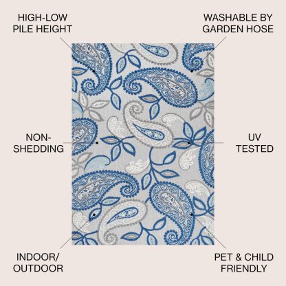Paisley pattern outdoor woven rug - Image 10