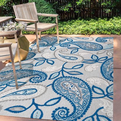 Paisley pattern outdoor woven rug - Image 9