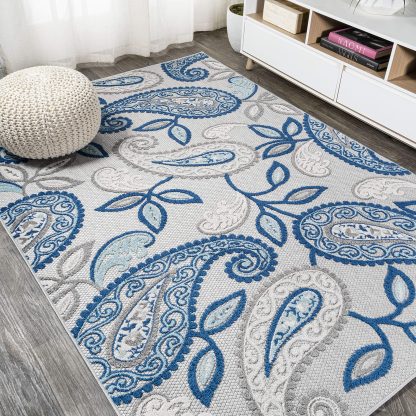 Paisley pattern outdoor woven rug - Image 5
