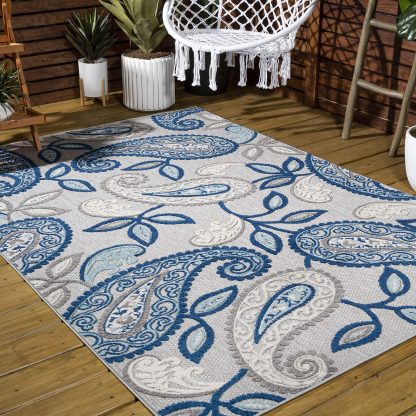 Paisley pattern outdoor woven rug - Image 4