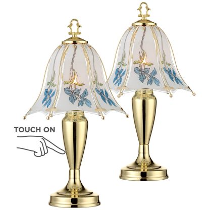 Enamel colored leaf pattern glass table lamp - Image 3