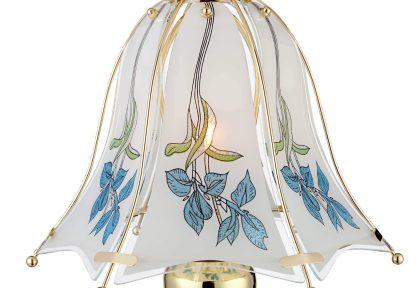 Enamel colored leaf pattern glass table lamp - Image 2