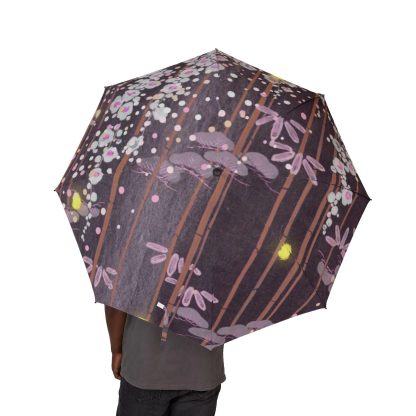 Dark Night Flowers Folding Umbrella - Image 2