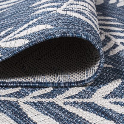 Natural leaf shadows Blue outdoor woven carpet - Image 5