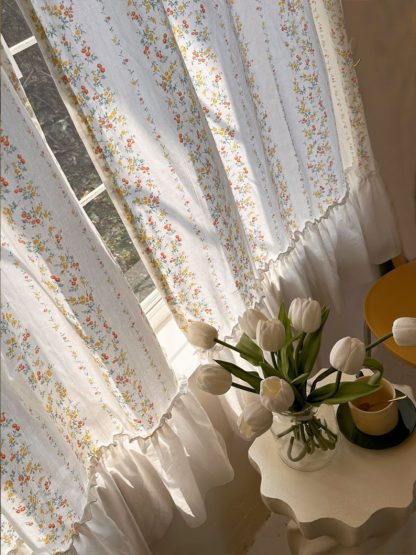 Small floral double layer half curtain