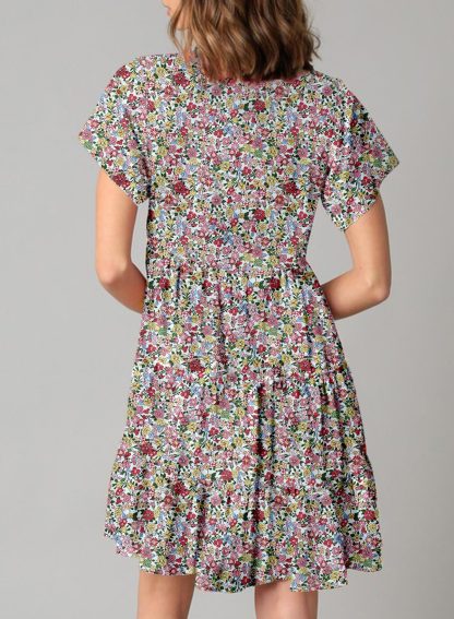 Floral V-neck short-sleeved dress - Image 3