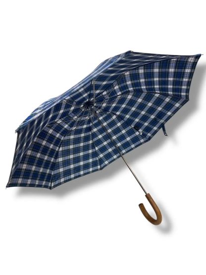 Retro plaid curved handle umbrella - Image 3
