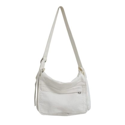 White canvas casual shoulder bag