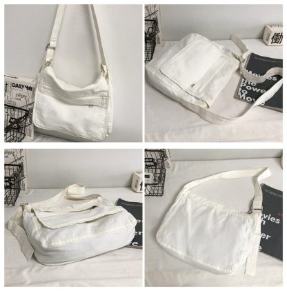White canvas casual shoulder bag - Image 5