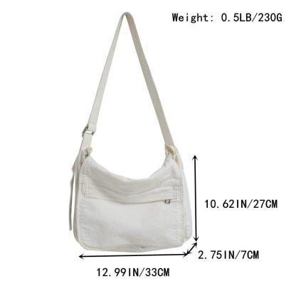 White canvas casual shoulder bag - Image 4