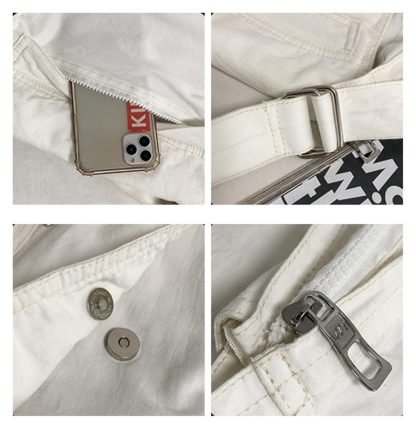 White canvas casual shoulder bag - Image 2