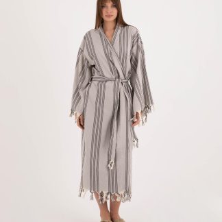 Slouchy Striped Tie-Drape Robe