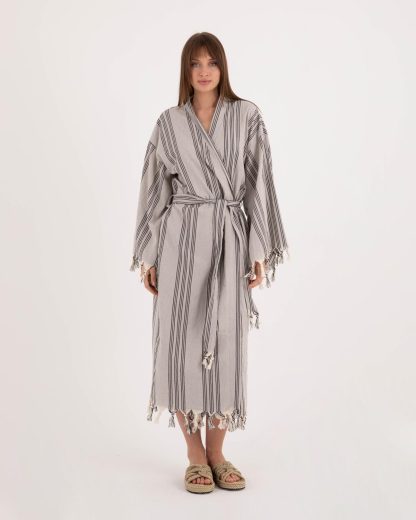 Slouchy Striped Tie-Drape Robe