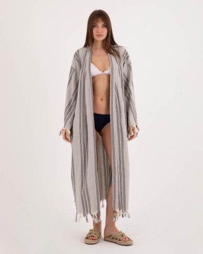 Slouchy Striped Tie-Drape Robe - Image 2