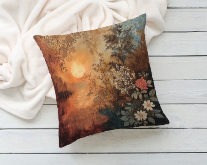 Retro oil painting sunset pillow - Image 5